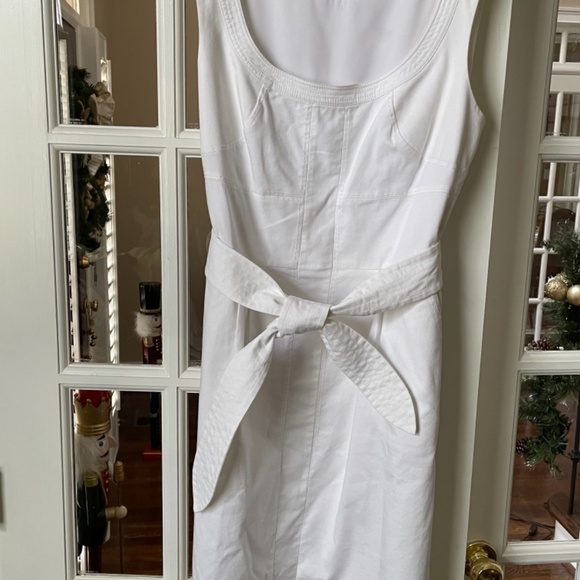 Tory Burch Modest Midi White Cotton Dress - Picture 11 of 13